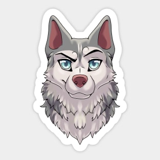 Confident / Cocky Expression Gray Husky Sticker